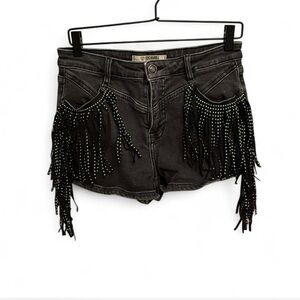 Dark Gray Fringe  Shorts